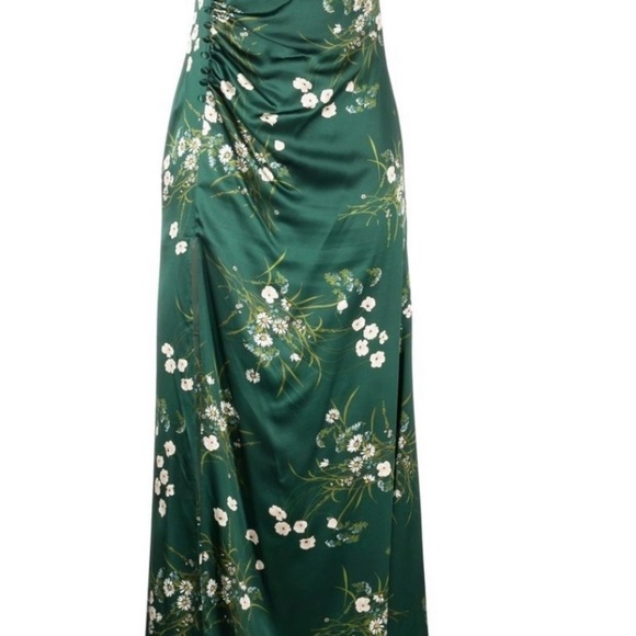 Fehaute Asymmetrical Green Floral Dress - Picture 4 of 5